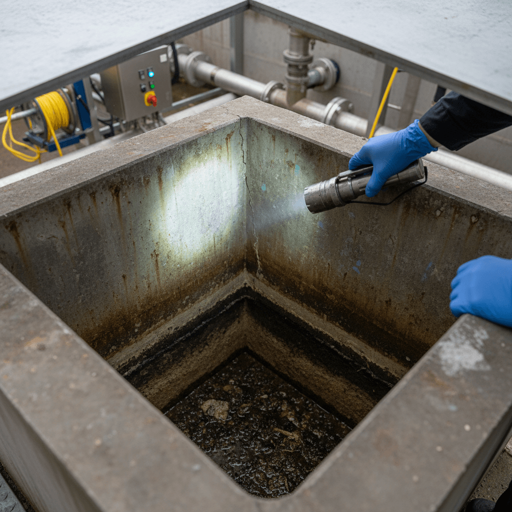 Pengosongan septic tank penuh dengan truk khusus